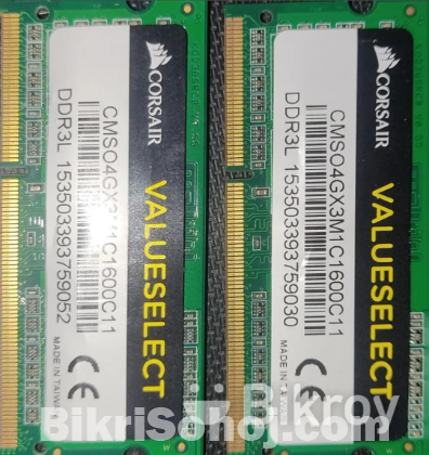 Laptop RAM Corsair Valueselect DDR3 4GB